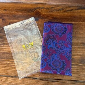 Men’s Pocket Square Paisley Purple Polyester